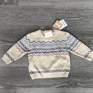 Baby boy Mayoral Beige Sweater with Red and Blue Patterns